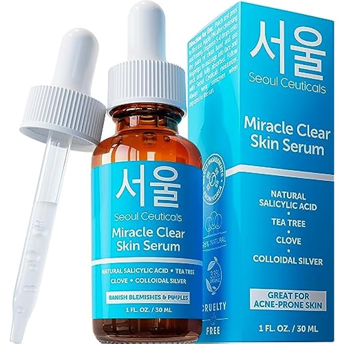SeoulCeuticals Korean Acne Serum, Skin Care Treatment for Acne Prone Skin - Rapid Action Salicylic Acid, Tea Tree & Clove For Even Skin Tone 1oz - Image 1