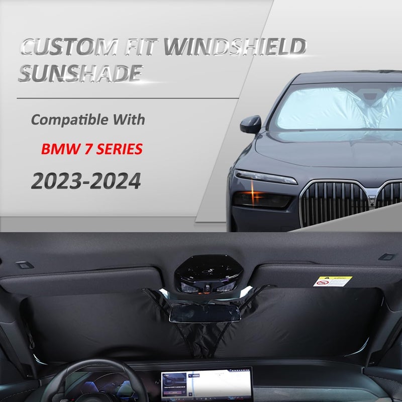 JONKOKO Windshield Sunshade Car Foldable UV Ray Reflector Compatible with BMW 7 Series G70 2023 2024 UV Rays Sun Visor Protector,Car Sun Shade Accessories - Image 3