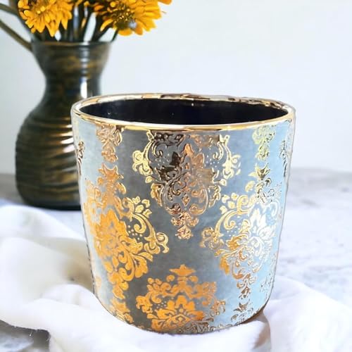 Fox & Fern Premium Imported Ceramic Planter for Vibrant Garden | Enhance The Ambiance of Your Home, Office or Garden (Dia. 5Inch) (GA133B-096-GG) - Image 1