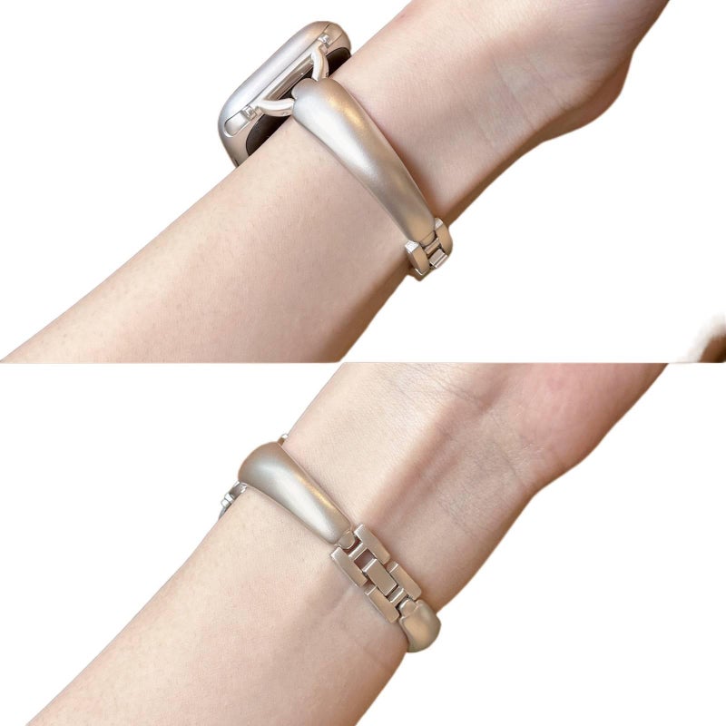 Adjustable Stainless Steel Link Smartwatch Band Compatible with Apple Watch SE with Fit Replacement Strap and Dressy Metal Bracelet Style in Gold - Image 2