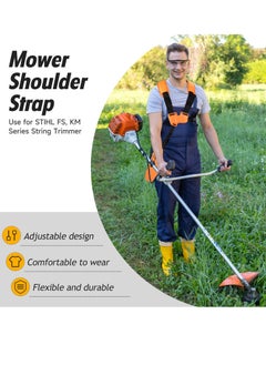 SYOSI Comfort Padded Belt Double Shoulder Strap, Adjustable Trimmer Shoulder Strap for Trimmers Brushcutters Strimmer Harness, Garden Brush Cutter Lawn Mower Nylon Belt fit for Brush Cutter Trimmer Kit  - Image 5