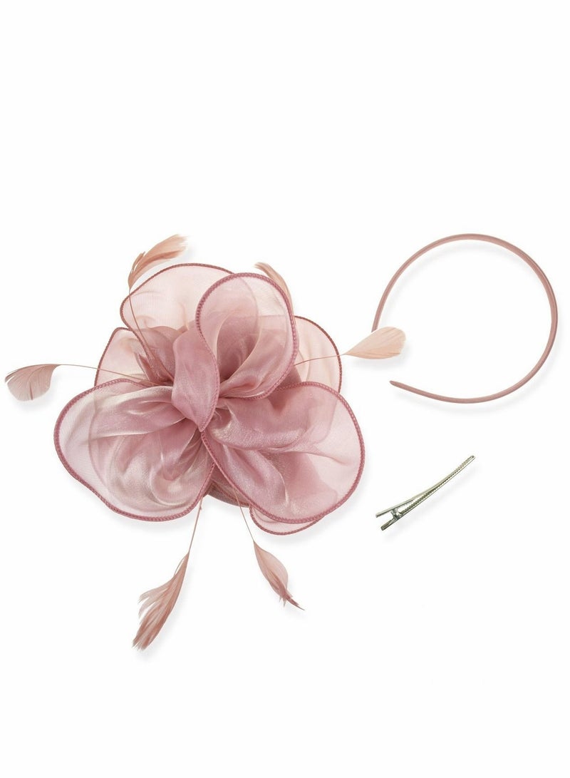 Y&D Fascinators Hat Flower Mesh Ribbons Feathers on a Headband and Clip Tea Party Headwear for Girls Women - Image 5