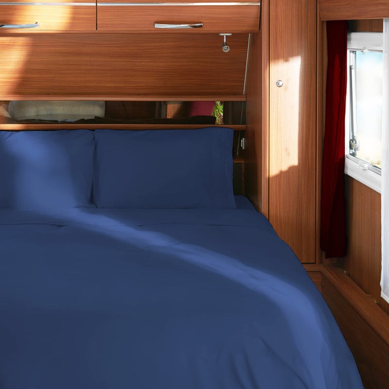 mellanni Mellanni RV Sheets Queen Size Bed Set - Double Brushed Microfiber RV Bunk Bed Sheets - Lightweight and Durable Cooling Sheets - Mattress Camper Queen Short Sheets (Short Queen  Navy Blue)  - Image 2