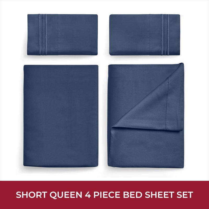 mellanni Mellanni RV Sheets Queen Size Bed Set - Double Brushed Microfiber RV Bunk Bed Sheets - Lightweight and Durable Cooling Sheets - Mattress Camper Queen Short Sheets (Short Queen  Navy Blue)  - Image 4