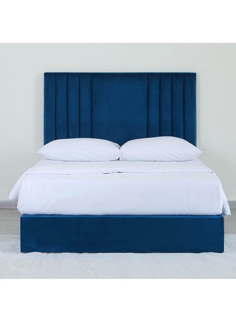 Karnak Superior Upholstered Velvet Bed Frame Bedroom Furniture Strong And Sturdy Modern Design Wooden Bed | Quiet & Comfortable Bed (EU - Double 140x200cm, Blue) - Image 2