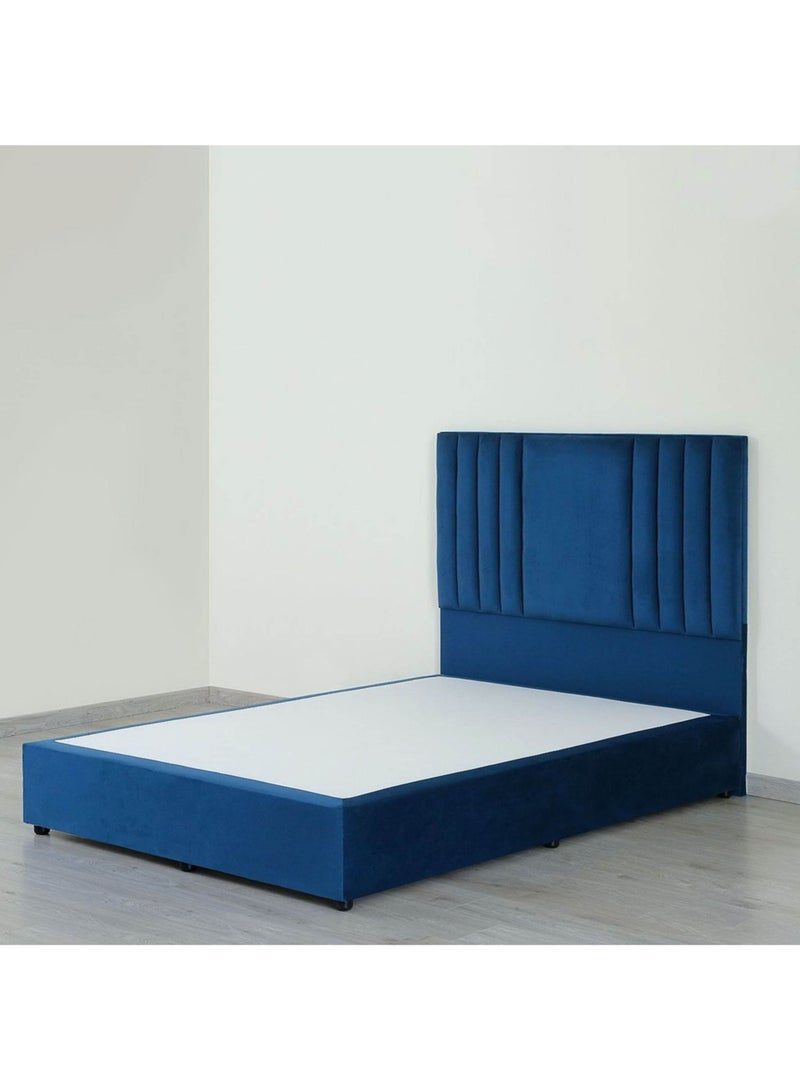 Karnak Superior Upholstered Velvet Bed Frame Bedroom Furniture Strong And Sturdy Modern Design Wooden Bed | Quiet & Comfortable Bed (EU - Double 140x200cm, Blue) - Image 3