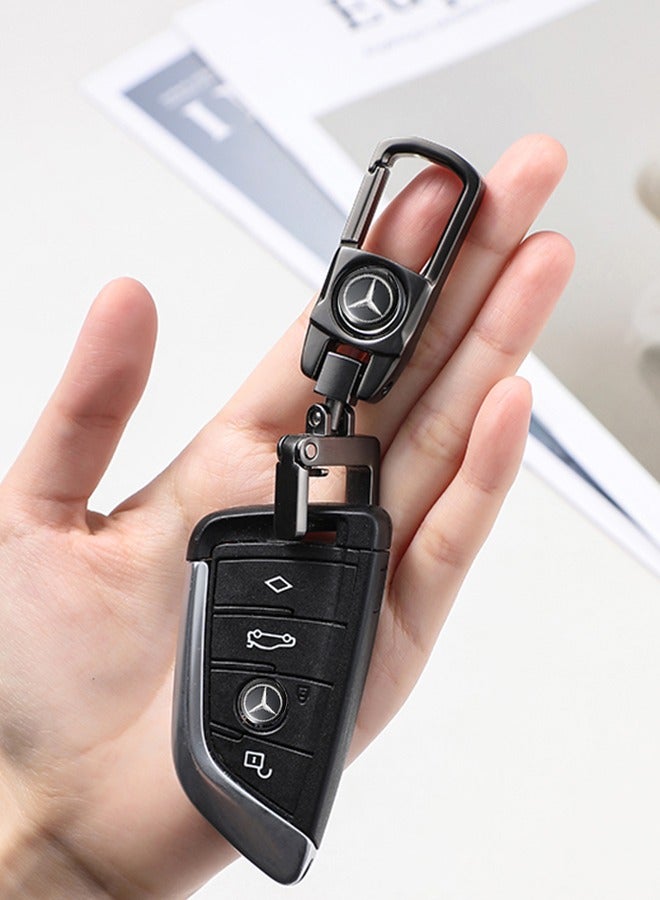 KeyAmor Mercedes Benz Luxury Metal Keychain in Gunmetal Colour Stylish Car Key Holder with Strong Lock Simple Design and Durable Build Comes with a Premium Gift Box making it a stylish and useful gift - Image 5