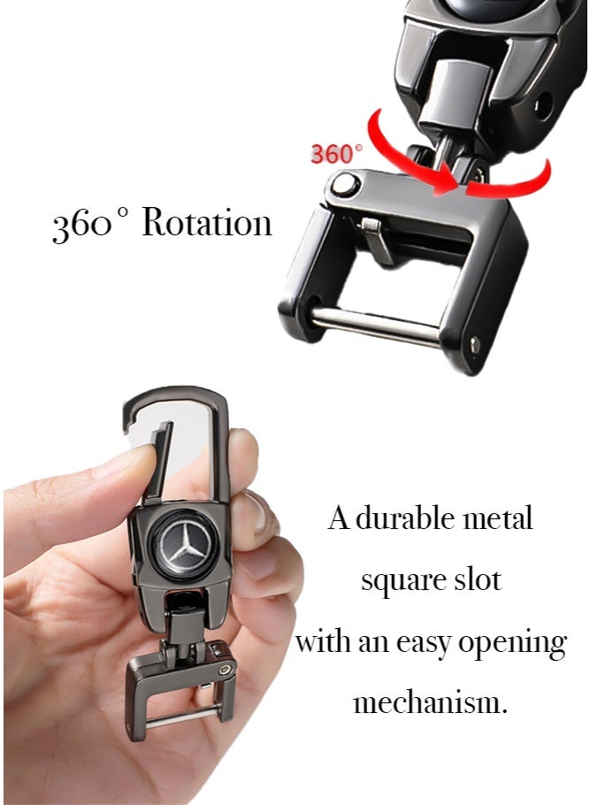 KeyAmor Mercedes Benz Luxury Metal Keychain in Gunmetal Colour Stylish Car Key Holder with Strong Lock Simple Design and Durable Build Comes with a Premium Gift Box making it a stylish and useful gift - Image 3