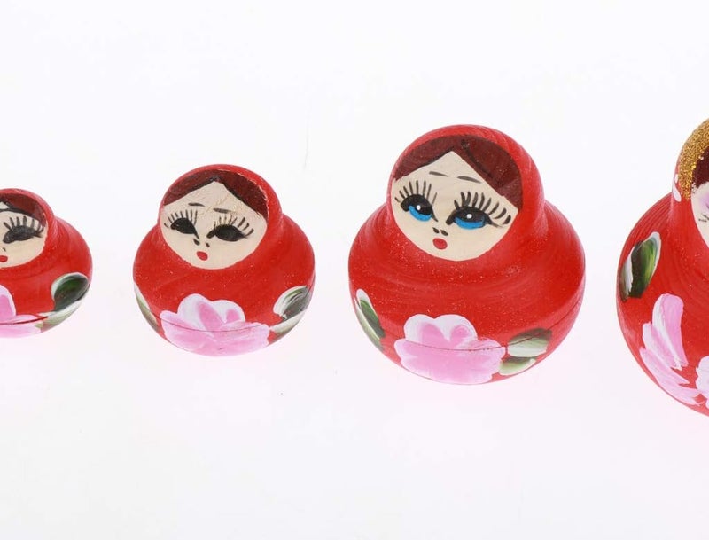 klarako 10 Pieces Floral Girl Russian Matryoshka Dolls Handmade Nesting Dolls Children Educatiol Matryoshka Dolls, Hand-painted Home Decorations - Image 5