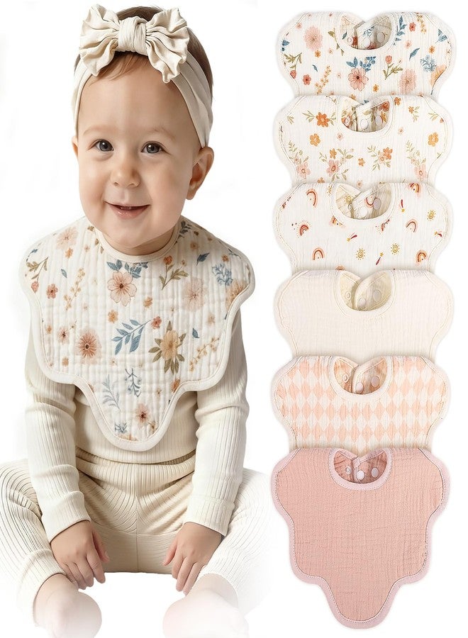 CandyHome Baby Bibs for Drooling and Teething 6 Pack, 100% Cotton Extra Soft Absorbent Bandana Muslin Bibs for Baby Girl Boy, Newborn Toddler Eating Essentials Gifts - Image 1