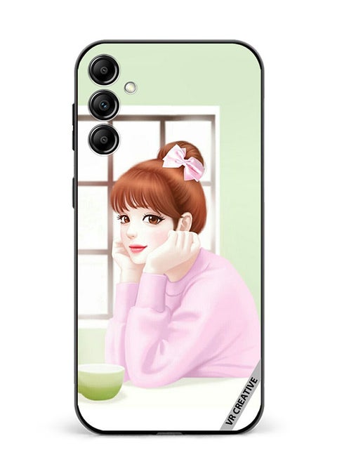 Protective Case Cover For Samsung Galaxy A54 Girl Having Tea Design Multicolour