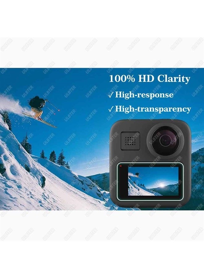 Screen Protector for Gopro MAX Waterproof 360 Camera + Lens cap Cover,0.3mm 9H Hardness Tempered Glass Protector,Anti-Scrach Anti-Fingerprint Anti-Bubble [2+3 Pack]