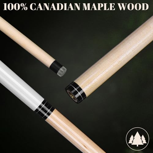 IIQ 2 in 1 Jump Break Stick 2325oz Heavy Hitter Jump Break Pool Cue Stick 3 Pieces Canadian Maple Wood Black with White - Image 3