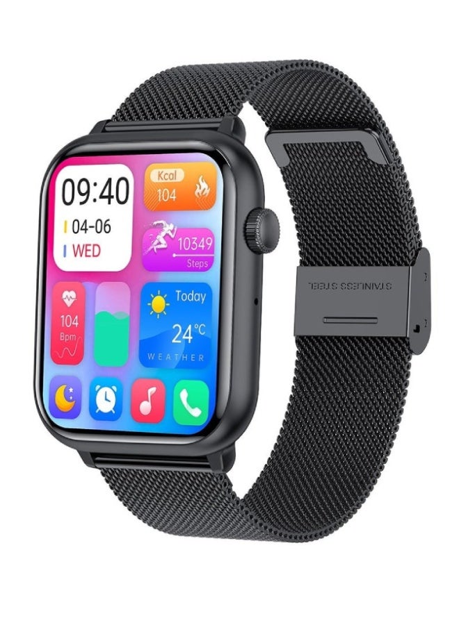 AROAQ HK27 Smartwatch 1.78″ AMOLED HD Display, Bluetooth Calling, NFC, AI Voice Assistant, Health & Fitness Tracker – Mesh Steel Strap , Black - Image 1