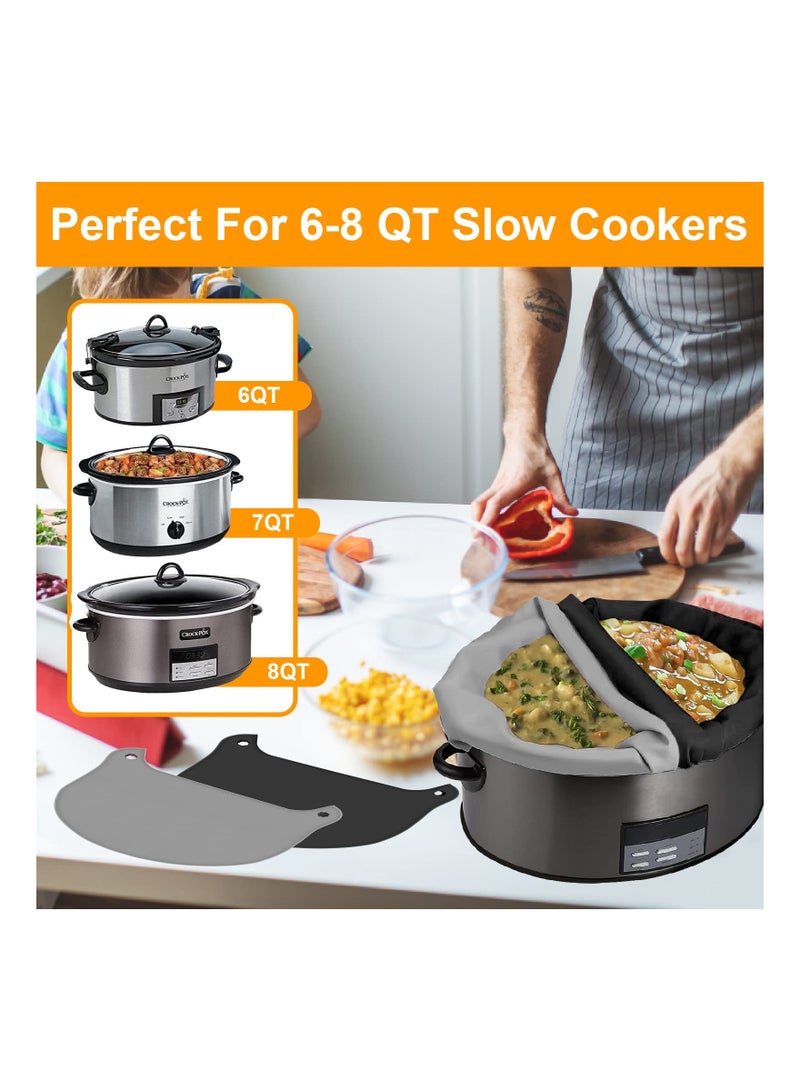 Silicone Slow Cooker Liners, Reusable Leakproof Cooking Bags for 3-8.5 Quart Oval or Round Slow Cookers, Easy Clean Kitchen Accessories (Black u0026 Gray, 2 Pack) - Image 4
