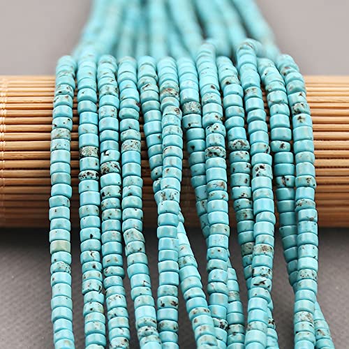 BONNY BOXX 150PCs Natural Blue Turquoise Spacer Beads, Loose Semi Precious Flat Round Gemstone Heishi Disc Stone Beads for Beading Jewelry Making 4mm*2mm 38cm - Image 3