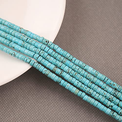 BONNY BOXX 150PCs Natural Blue Turquoise Spacer Beads, Loose Semi Precious Flat Round Gemstone Heishi Disc Stone Beads for Beading Jewelry Making 4mm*2mm 38cm - Image 4