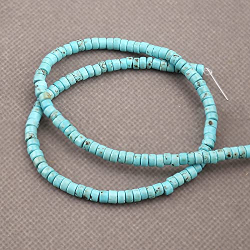 BONNY BOXX 150PCs Natural Blue Turquoise Spacer Beads, Loose Semi Precious Flat Round Gemstone Heishi Disc Stone Beads for Beading Jewelry Making 4mm*2mm 38cm - Image 5