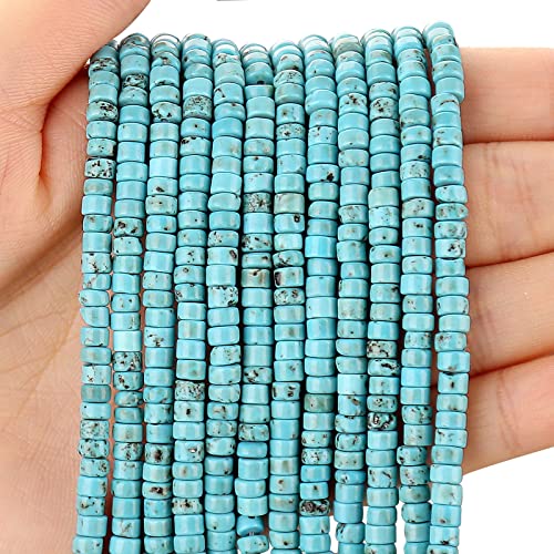 BONNY BOXX 150PCs Natural Blue Turquoise Spacer Beads, Loose Semi Precious Flat Round Gemstone Heishi Disc Stone Beads for Beading Jewelry Making 4mm*2mm 38cm - Image 1