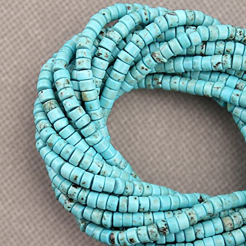 BONNY BOXX 150PCs Natural Blue Turquoise Spacer Beads, Loose Semi Precious Flat Round Gemstone Heishi Disc Stone Beads for Beading Jewelry Making 4mm*2mm 38cm - Image 2