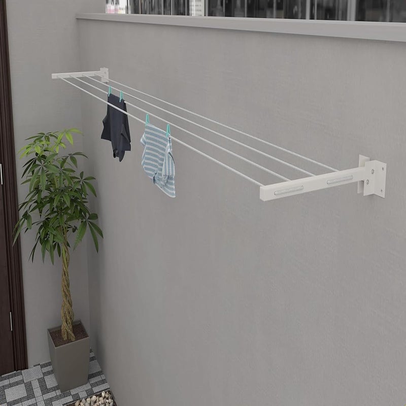Boniry Foldable Wall Mounted Cloth Drying Stand with 40 Feet Rope and Fasteners Set for Clothes Hanger for Home, Balcony Cloth Drying Rack (Powder Coated, Metal) - Image 1