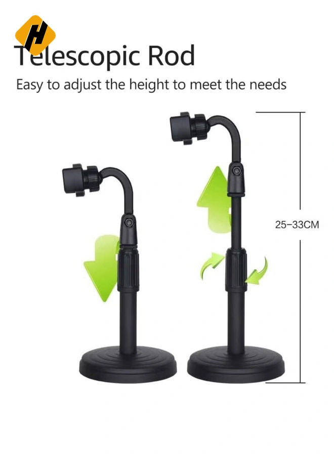 HuHa Cell Phone Stand,Desktop Cell Phone Stand Holder Clamp Tablet Stand Adjustable Height Portable Stable Round Base For Watching Online Classes Video Photoing Live Streaming Black  - Image 4