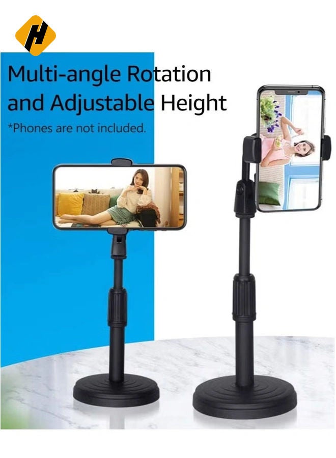 HuHa Cell Phone Stand,Desktop Cell Phone Stand Holder Clamp Tablet Stand Adjustable Height Portable Stable Round Base For Watching Online Classes Video Photoing Live Streaming Black  - Image 5