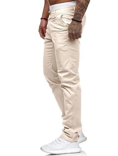 HUNGSON Men Skinny Slim Fit Casual Jeans Dyeing Stretch Straight Fashion Denim Pants(Beige,34) - Image 3