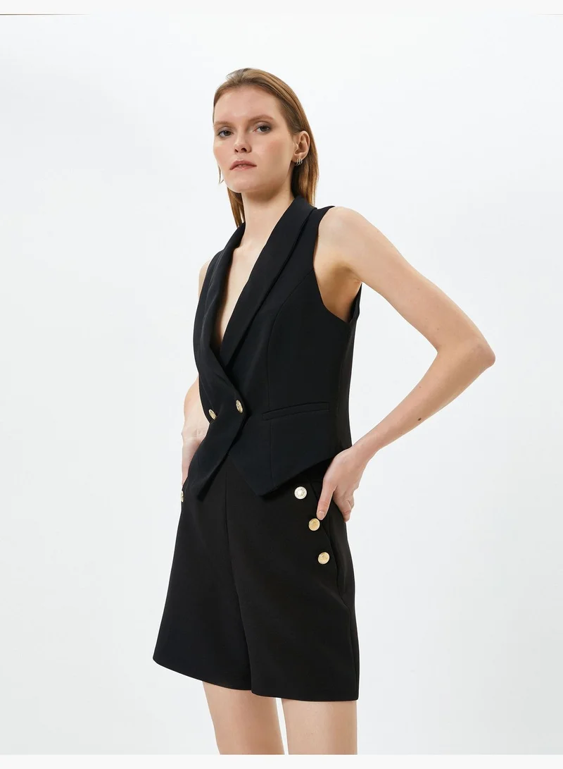 كوتون High Rise Gold Buttoned Pocket Detail Mini Shorts