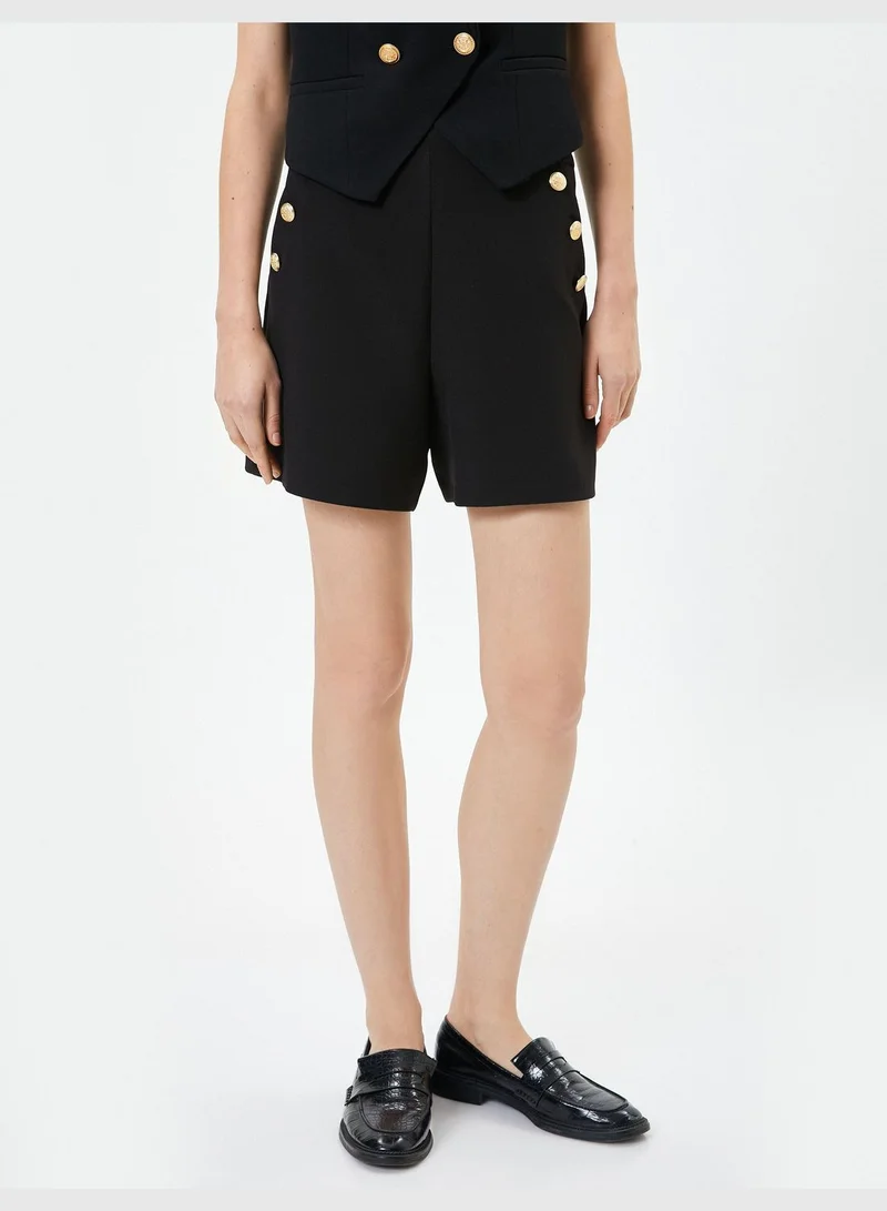 كوتون High Rise Gold Buttoned Pocket Detail Mini Shorts