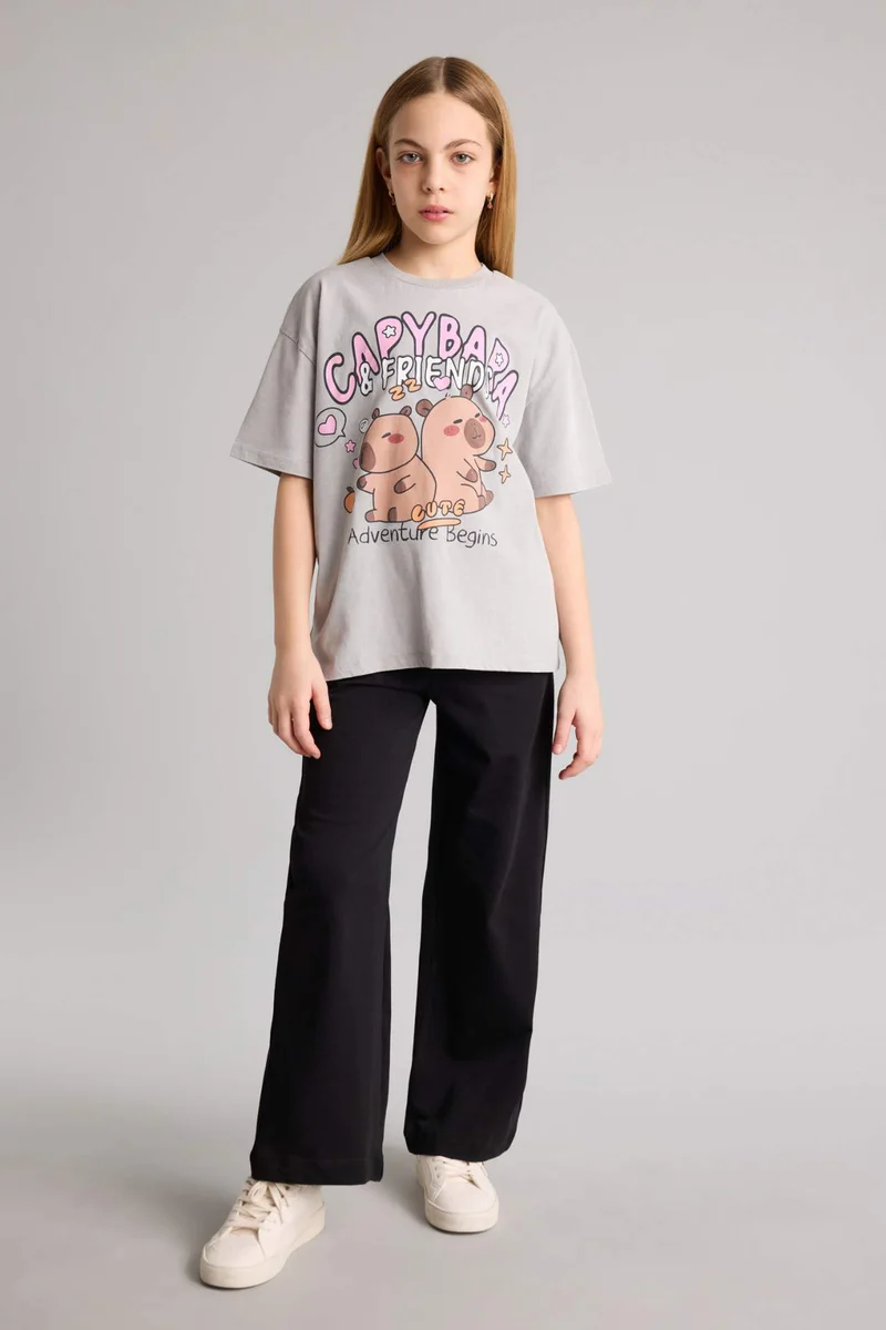 DeFacto Girl Animal Print Oversize T-Shirt