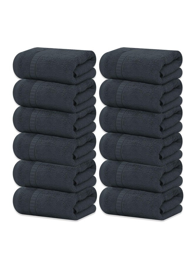 GOLD TEXTILES Luxury Wash Cloths Set of 12, Grey (13x13 Inches) 100% Ring Spun Cotton, Premium Feel with High Absorbancy Ideal Washcloths for Bathroom,Salon, Spa and Gym - Image 1