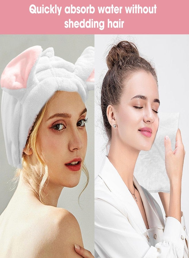fhgnysm Microfiber Premium Towel Set, Including(Hair Turbans for Wet Hair, Wash Cloth and Bath Towel), Highly Absorbent Towels for Bathroom, Gym, Hotel, and Spa(White) - Image 4