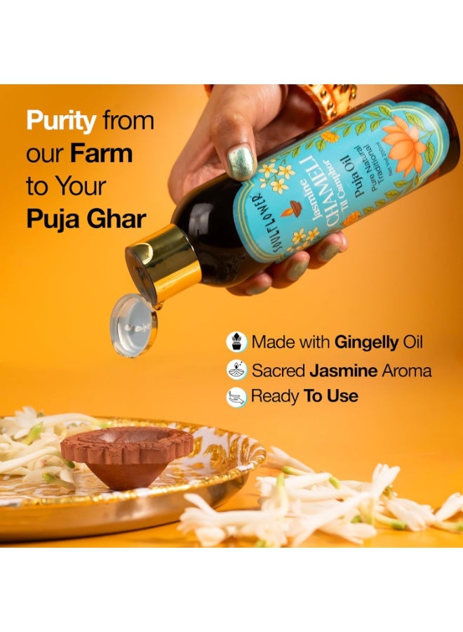 Soulflower Chameli Puja Oil, Smoke & Soot Free | Perfect for Pooja, Havan, Aarti, Tika, Mandir, Home, Worship and Lamp | Lasting Chameli Aroma | 200ml - Image 4