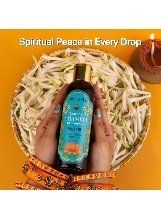 Soulflower Chameli Puja Oil, Smoke & Soot Free | Perfect for Pooja, Havan, Aarti, Tika, Mandir, Home, Worship and Lamp | Lasting Chameli Aroma | 200ml - Image 3