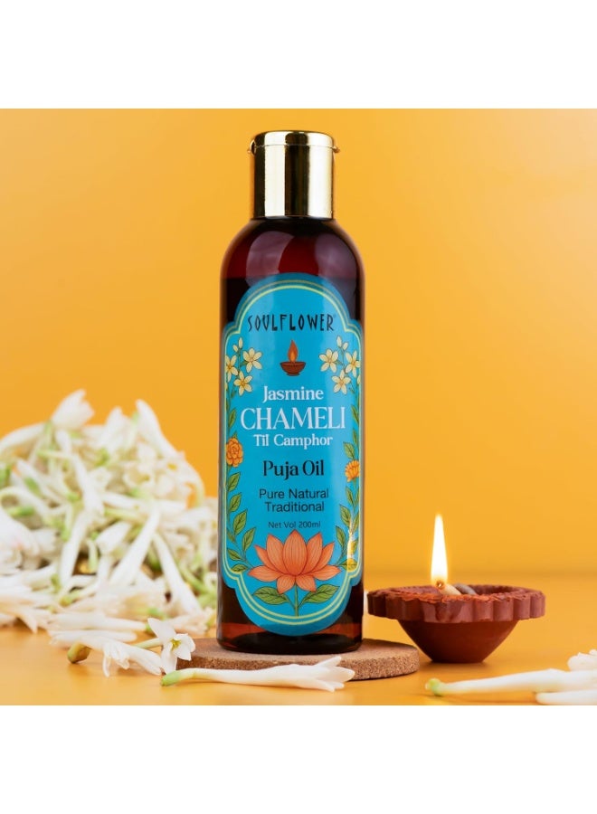 Soulflower Chameli Puja Oil, Smoke & Soot Free | Perfect for Pooja, Havan, Aarti, Tika, Mandir, Home, Worship and Lamp | Lasting Chameli Aroma | 200ml - Image 2