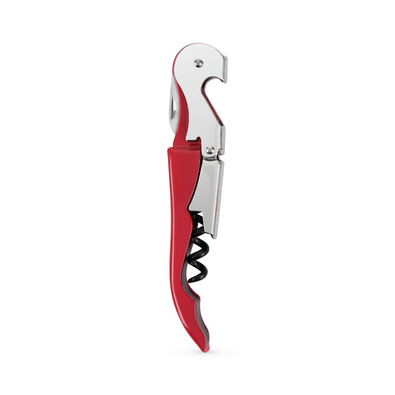 True True Brands TrueTap Double Hinged Waiters Corkscrew Topnotch Stainless Steel Opener with Foil Cutter Built to Last Wine Key Red Set of 1 