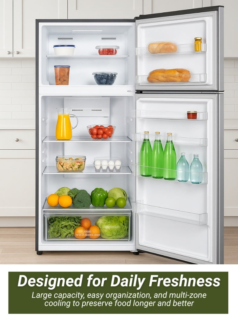 KELON 729 Litres Top Mount Refrigerator – Double Door, Ultra-Large Freezer And Fridge, Adjustable Glass Shelves, Energy Efficient Cooling, Low Noise Operation, Premium White Finish – KRD-77WRS Silver - Image 2