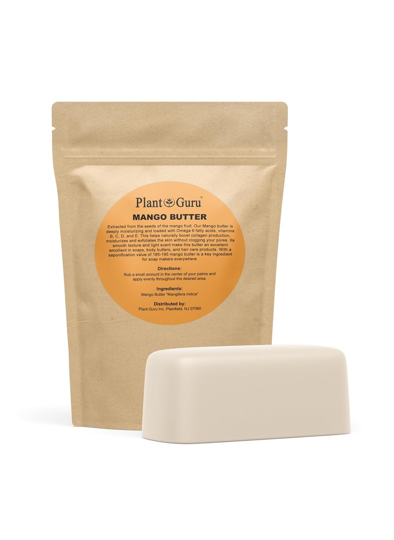 Plant Guru Raw Mango Butter 1 lb Bar  100 Pure Natural Unrefined  Great for Skin and Hair Growth DIY Soap Making Body Butter Lotions and Creams 