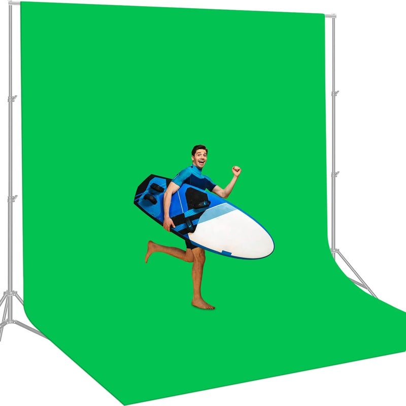 Aimosen 12 X 10 FT Large Green Screen Backdrop for Photography GreenScreen Background for Zoom Meeting Polyester Cloth Fabric Curtain Chromakey Video Photoshoot Studio YouTube Conference Streaming