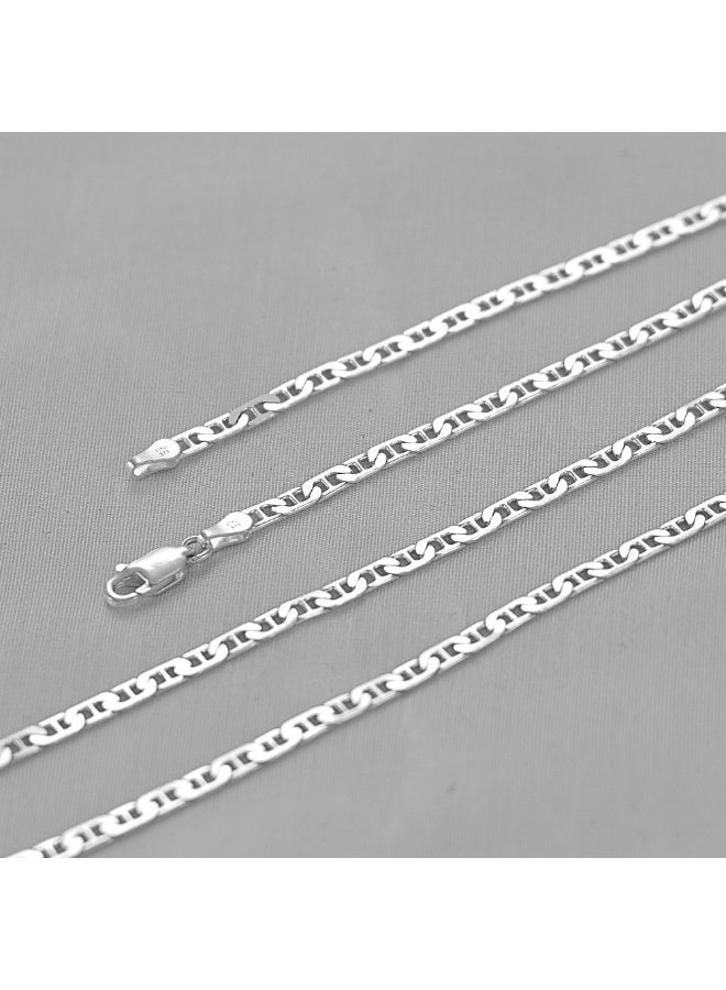Vibez Jewelz Italian made 925 Sterling Silver Concave Mariner Chain Necklace, Highly Polished, Non Tarnish Stylish Chain Necklace - Image 5