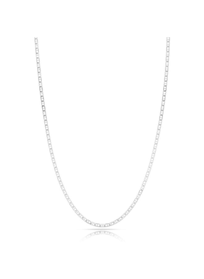 Vibez Jewelz Italian made 925 Sterling Silver Concave Mariner Chain Necklace, Highly Polished, Non Tarnish Stylish Chain Necklace - Image 1