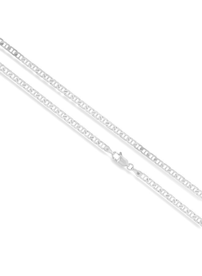 Vibez Jewelz Italian made 925 Sterling Silver Concave Mariner Chain Necklace, Highly Polished, Non Tarnish Stylish Chain Necklace - Image 2