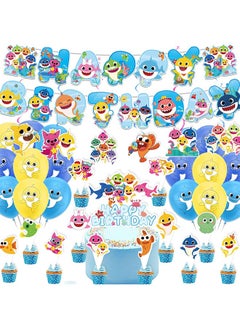 Polish'D 38 Pieces Baby Shark Birthday Decorations for Children's Birthday Supplies, Party Decorations Set for Girls Women Men Kids Baby  - Image 1