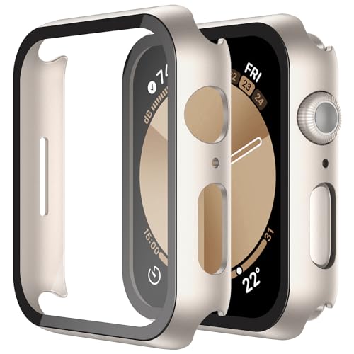 Misxi 2 Pack Hard PC Case with Tempered Glass Screen Protector Compatible with Apple Watch SE 3 (2025) SE 2 SE Series 6 Series 5 Series 4 40mm, Anti-Drop Scratch Resistant Cover for iWatch, 2 Starlight - Image 1
