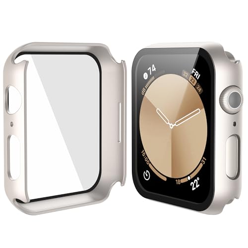 Misxi 2 Pack Hard PC Case with Tempered Glass Screen Protector Compatible with Apple Watch SE 3 (2025) SE 2 SE Series 6 Series 5 Series 4 40mm, Anti-Drop Scratch Resistant Cover for iWatch, 2 Starlight - Image 5
