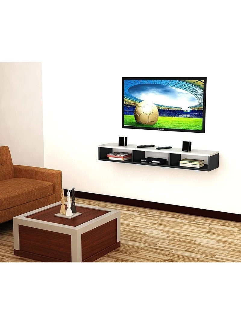 مودرن هوم وحدة تلفاز مثبتة على الحائط مع خزانة  (أسود مع ابيض) - Image 4