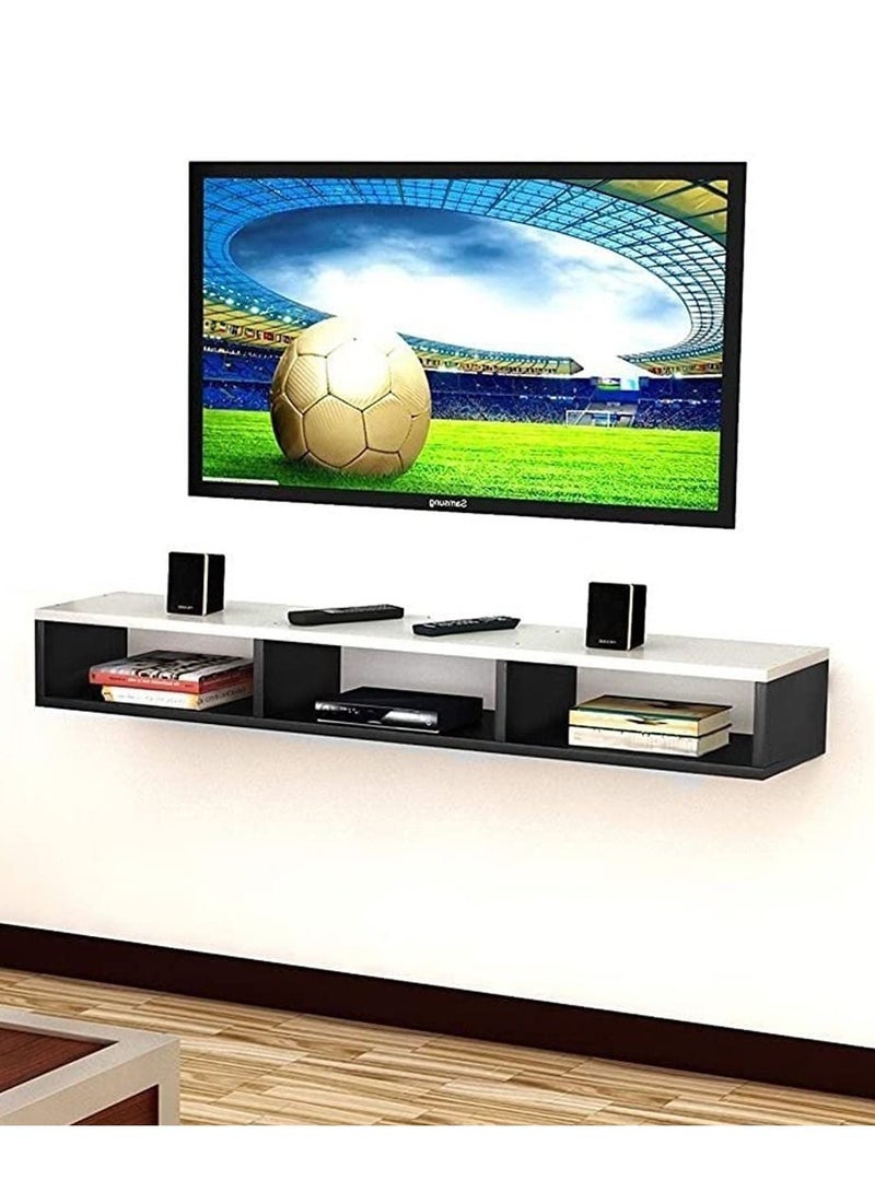 مودرن هوم وحدة تلفاز مثبتة على الحائط مع خزانة  (أسود مع ابيض) - Image 1