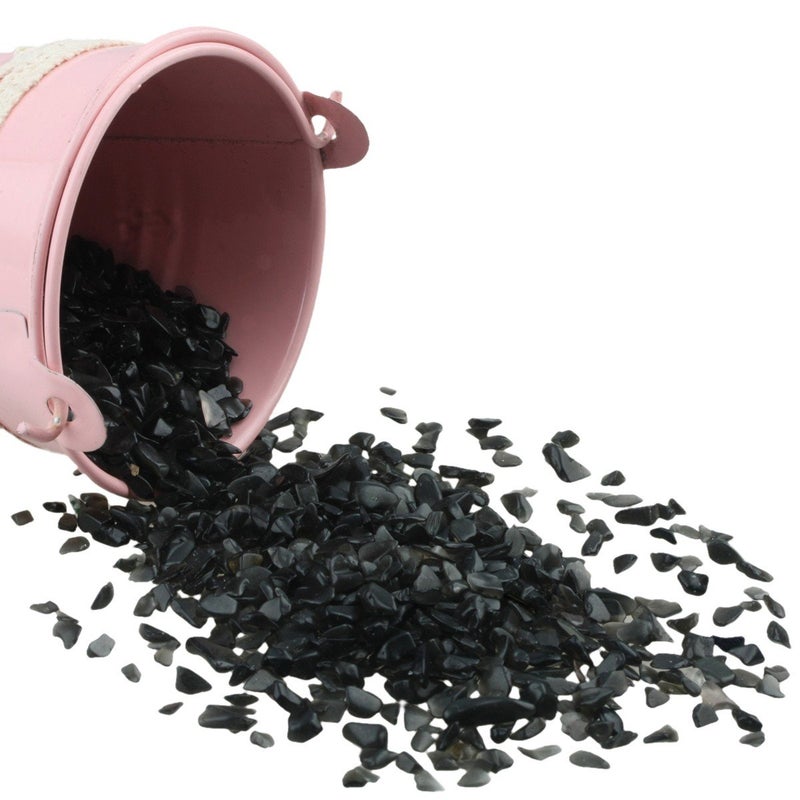 Rockcloud 1 Lb Black Obsidian Small Tumbled Chips Crushed Stone Healing Reiki Crystal Jewelry Making Home Decoration - Image 2