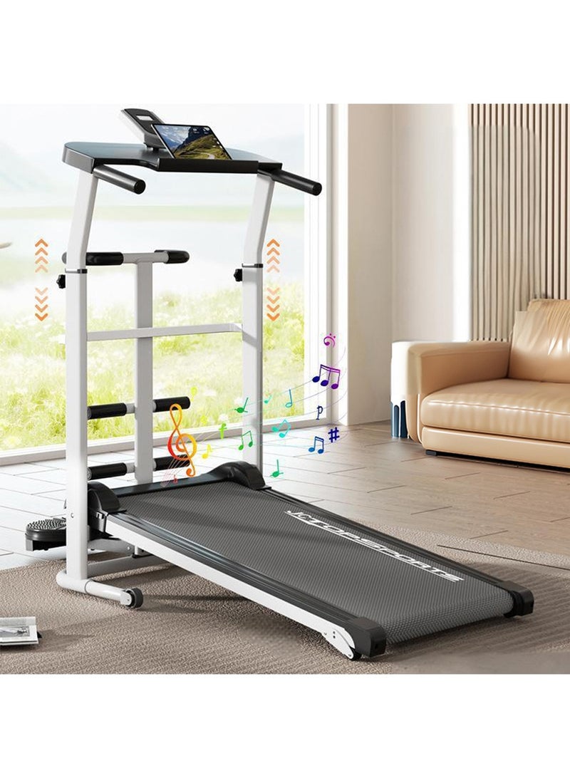 MOZOGOT Walking Pad Treadmill Manual Treadmill, Foldable Walking Machine Non-Electric Treadmill Easy Assembly Fitness Twin Flywheels Jogging Machine for Home Use (White) - Image 1